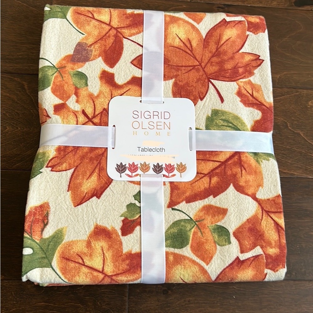 Sigrid olsen Fall Leaves Tablecloth cotton Fall Autumn Thanksgiving 60”x 102”